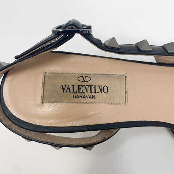 Valentino Rockstud Black Snakeskin Slingback Pointed Toe Kitten Heels EU 36 - Picture 11 of 13